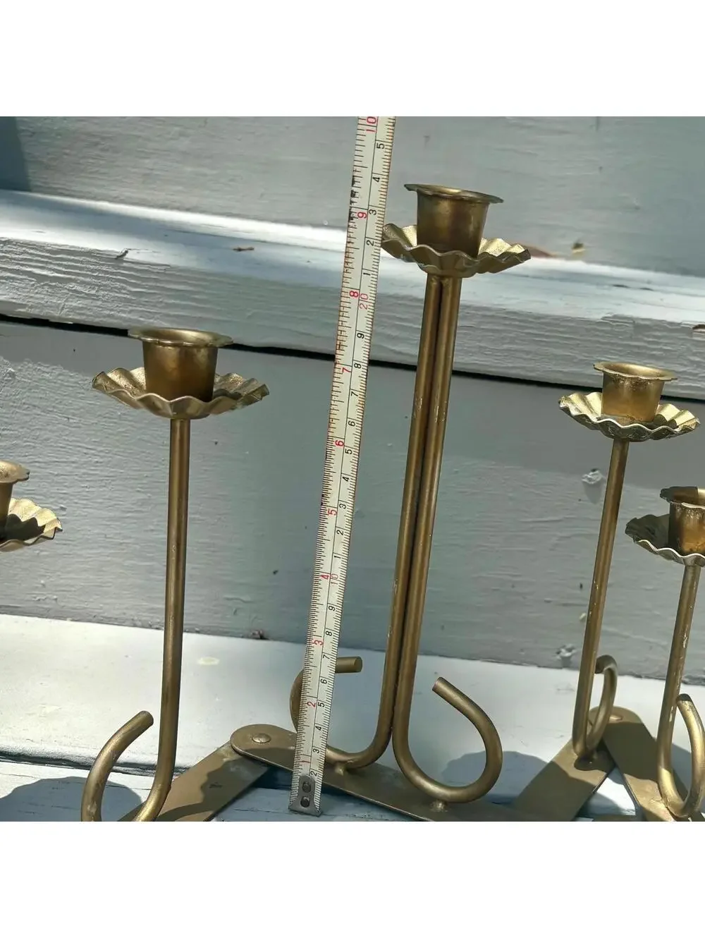 Pair of Candle Holder for Five Candles - gold/brass tone